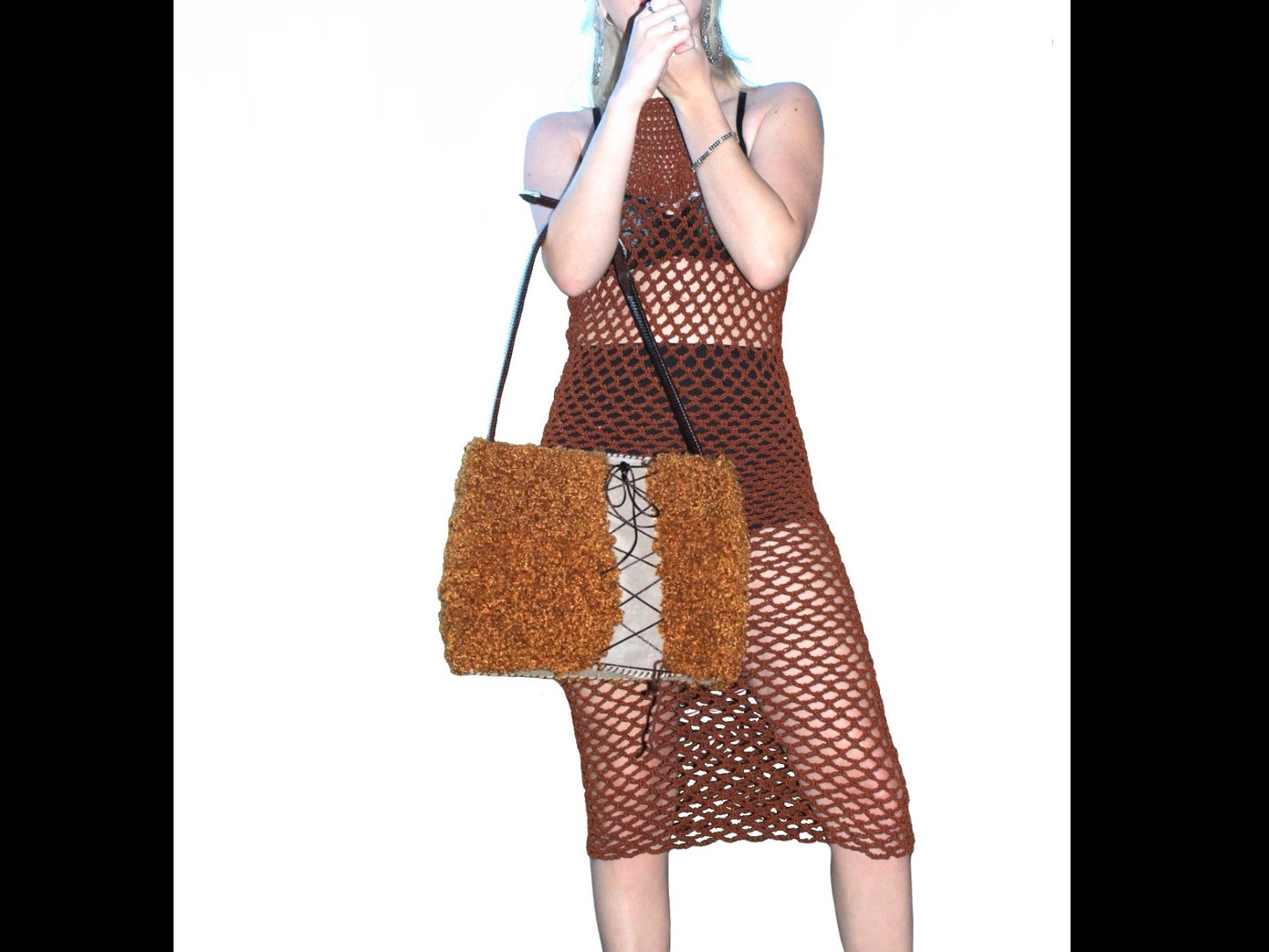 Brown Mesh Midi