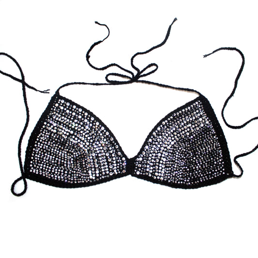 Bedazzled Black Bra Top