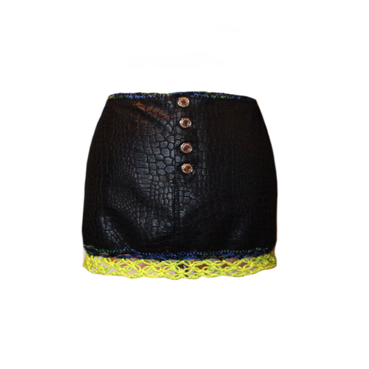 Lime Mesh Trim Mini Skirt