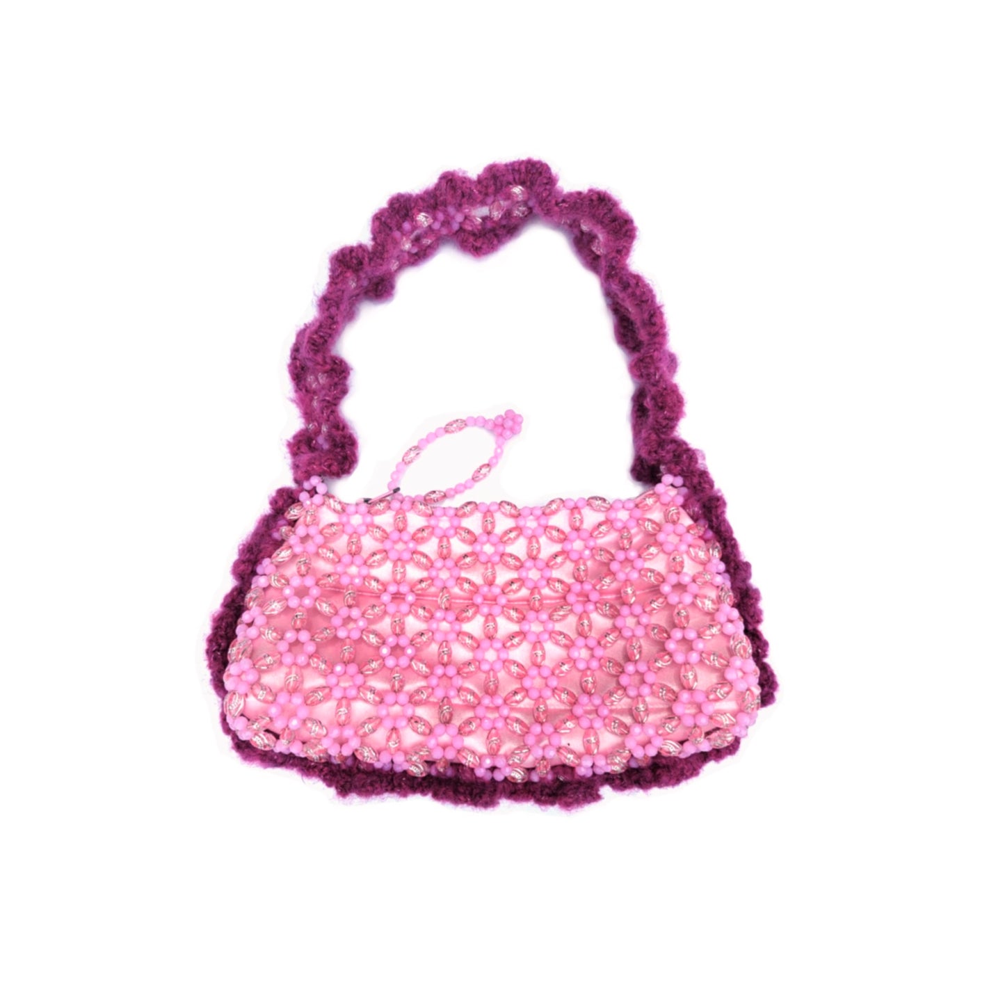 Pink Beaded Ruffle Purse (Copy)