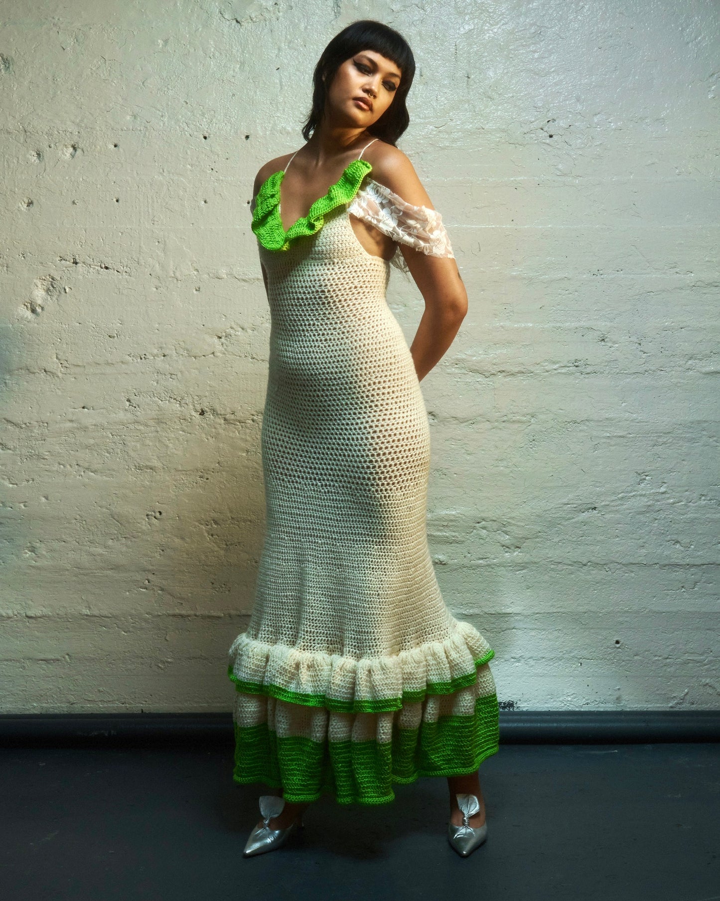 Cream Ruffle Gown