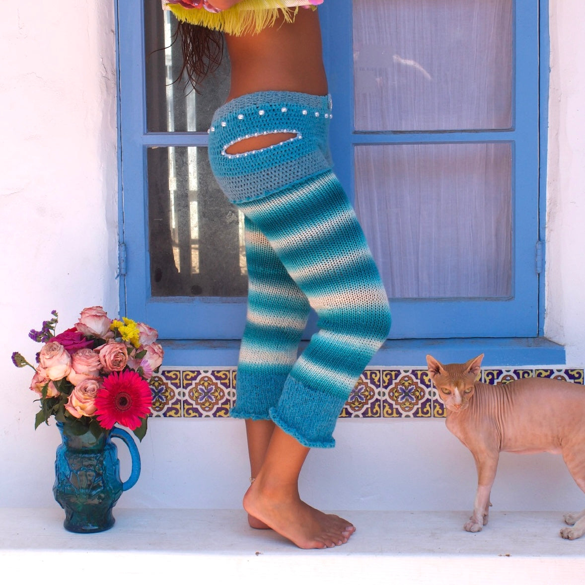 Teal Pearl Gradient Pants