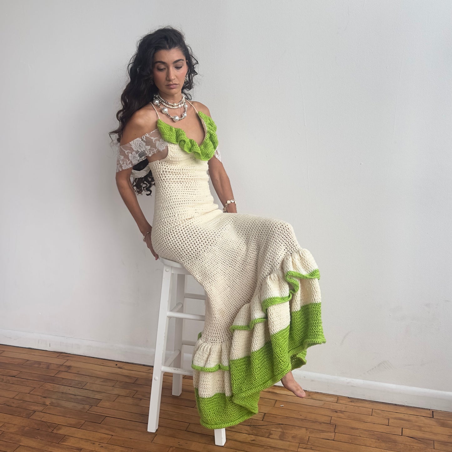 Cream Ruffle Gown