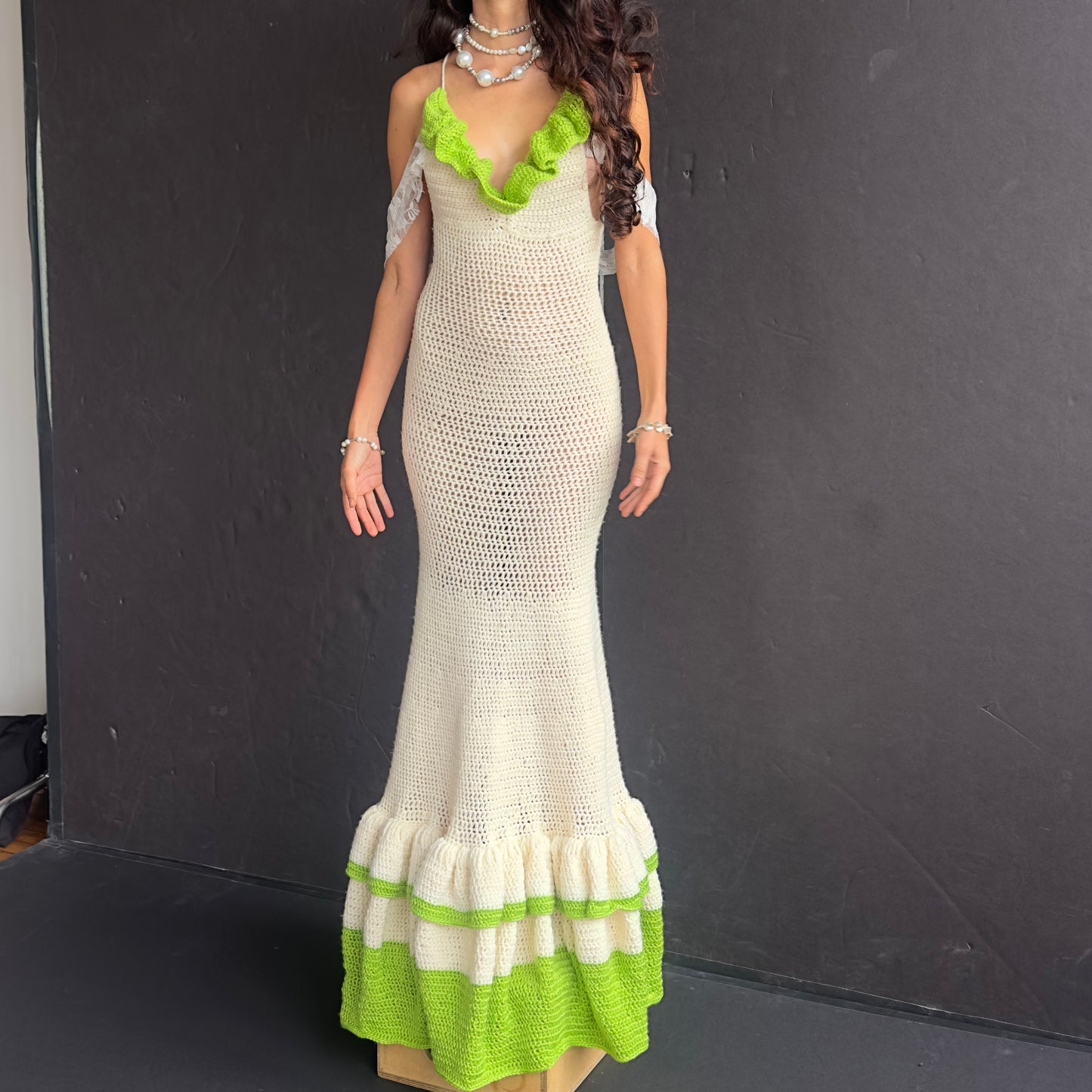 Cream Ruffle Gown