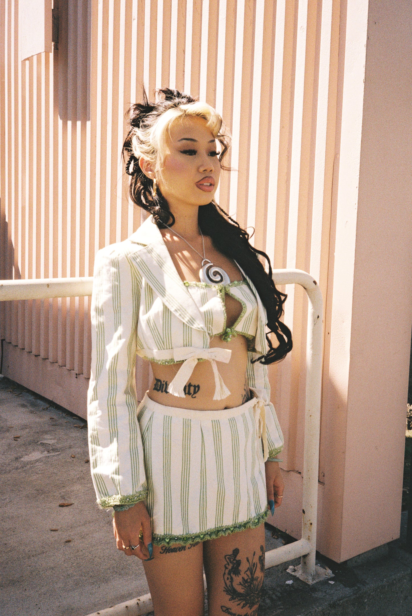 Green Striped Jacket Outfit (Copy)
