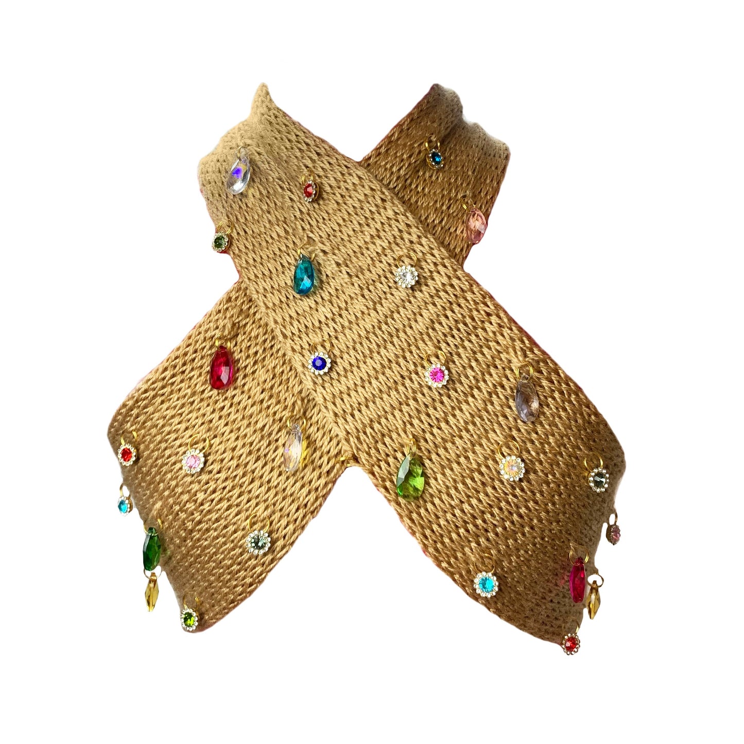Handmade Crossover Charm Top featuring colorful crystal charm embellishments and an adjustable lace-up back closure by Bailey Prado.