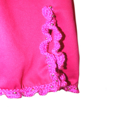 Magenta Ruffle Trim Dress