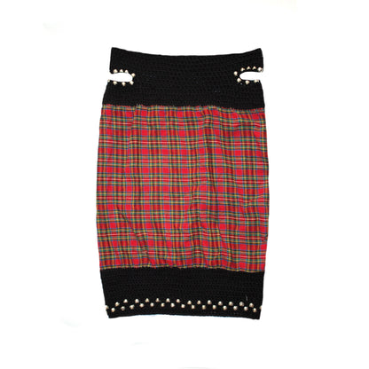 Plaid Cut Out Long Skirt