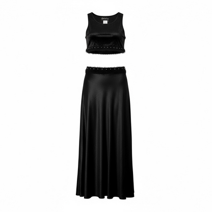 Silky Crop Top + Maxi Skirt Set