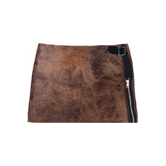 Brown Zipper Mini Skirt