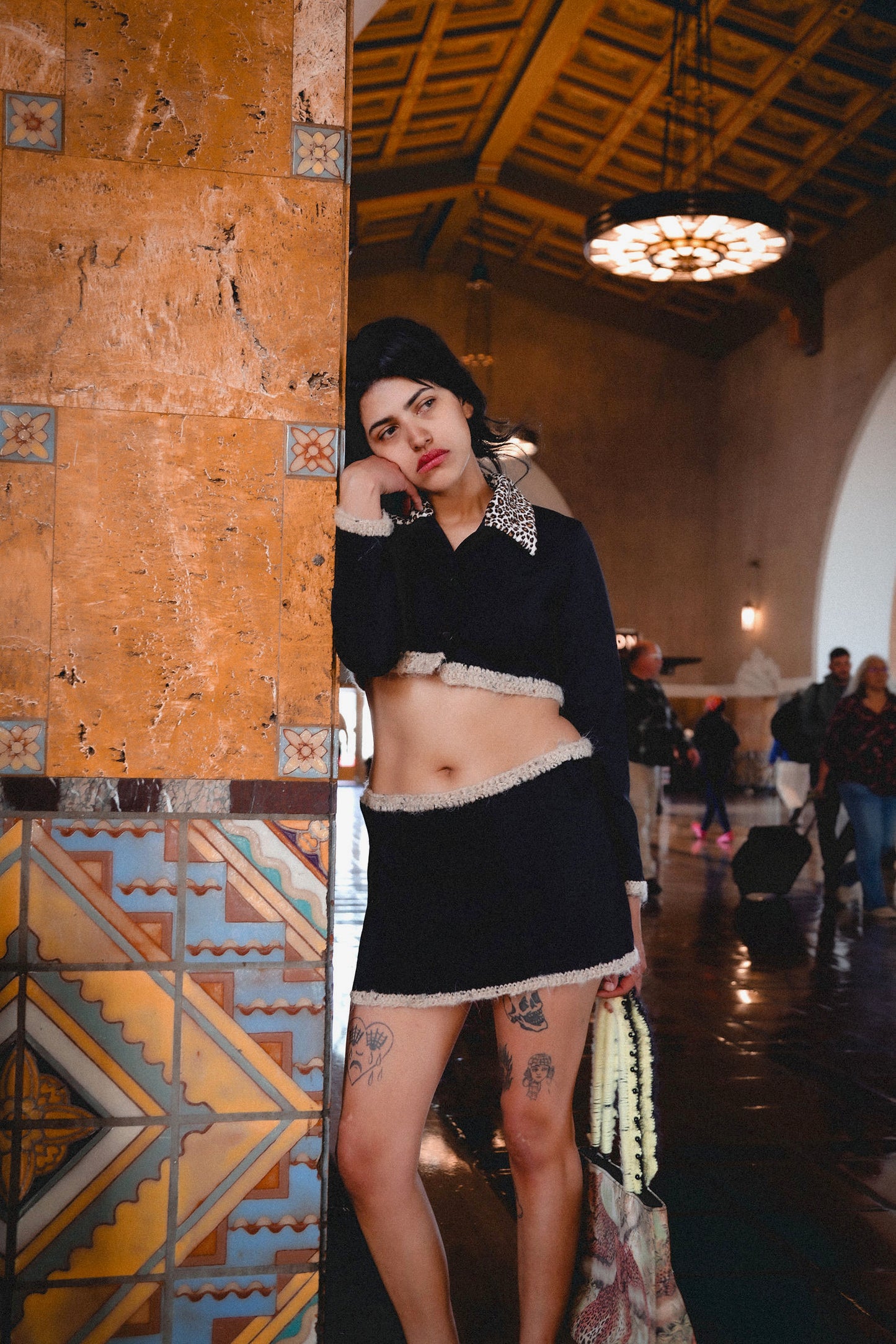 Leopard Collar Jacket Set