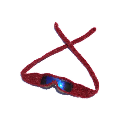 Handmade knitted sunnies by Bailey Prado featuring UV400 protective lenses, available in red, black, pink, and blue.
